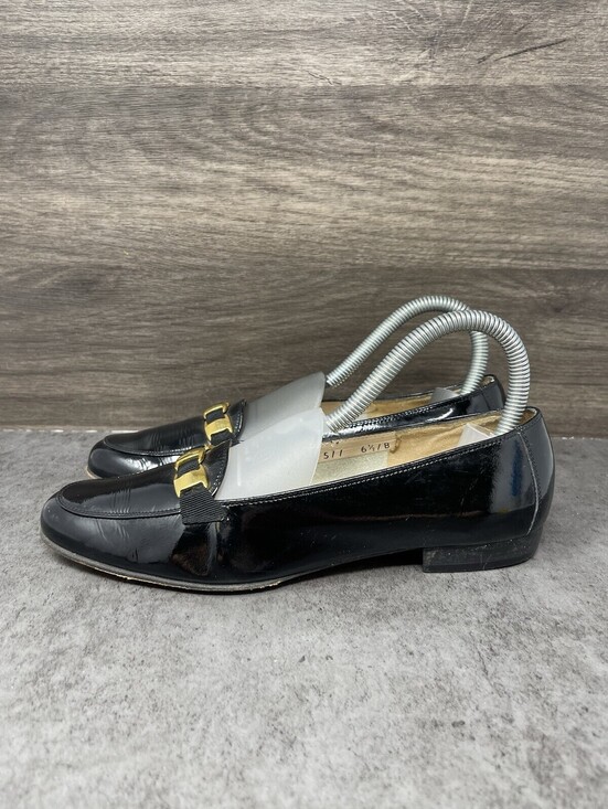 Salvatore Ferragamo Shoes - Salvatore Ferragamo Patent Leather Flats Shoes Womens Size 6.5 Black